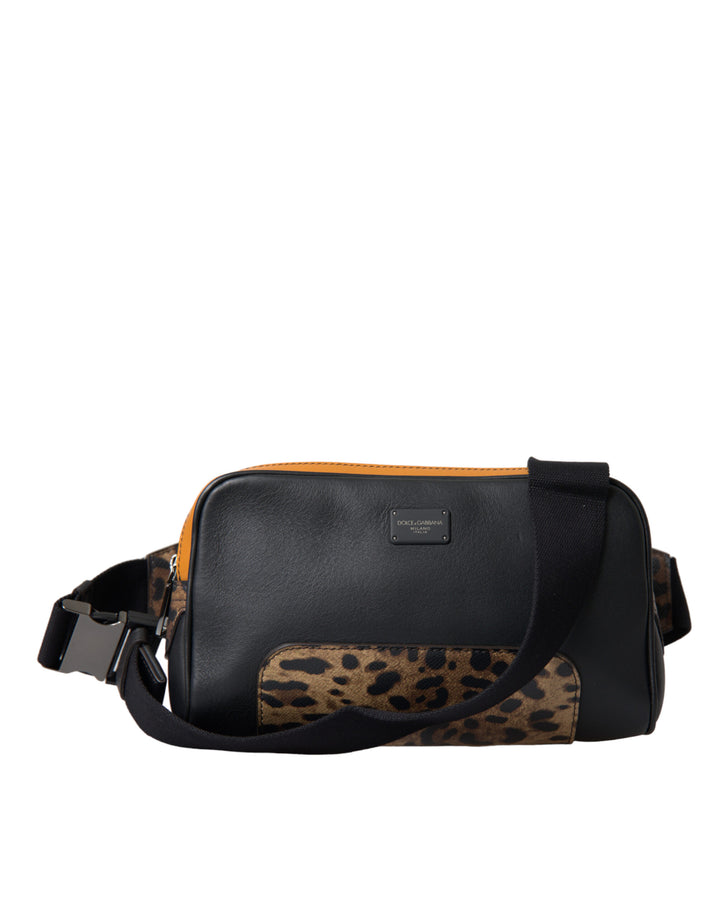 Exotic leopard leather belt bag