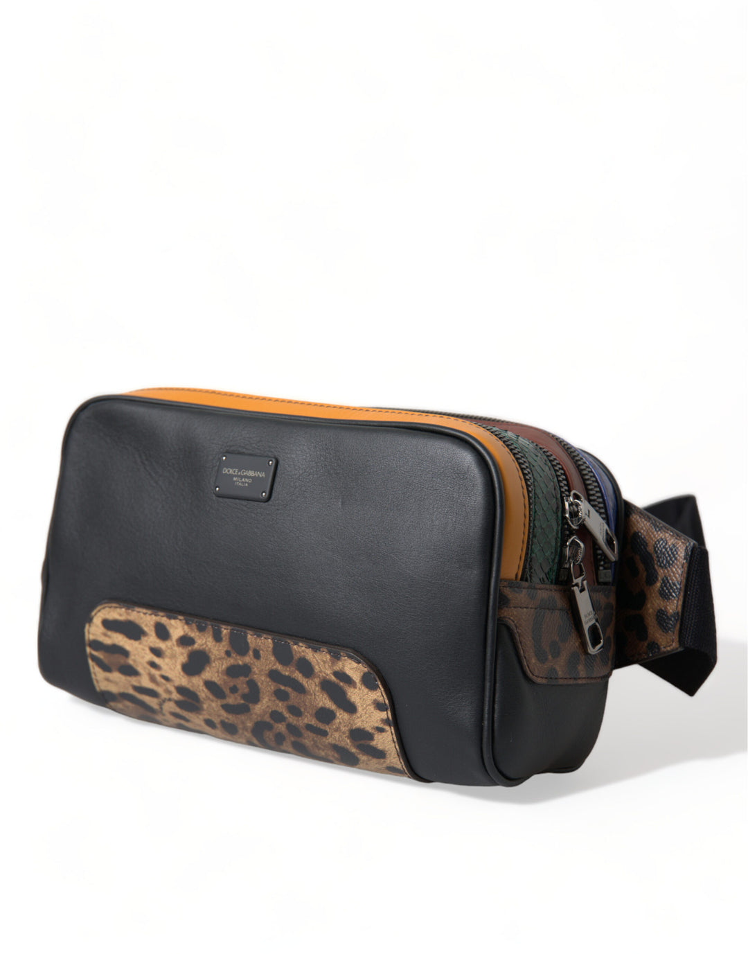 Exotic leopard leather belt bag
