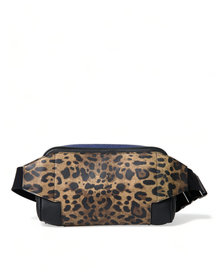 Exotic leopard leather belt bag