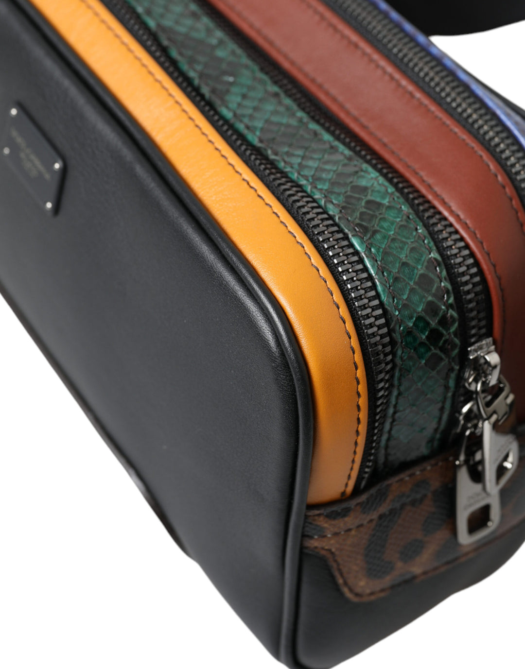 Exotic leopard leather belt bag