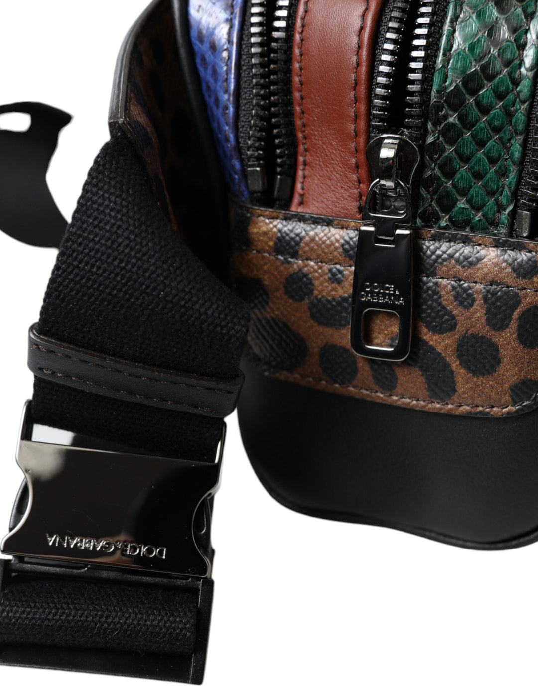 Exotic leopard leather belt bag