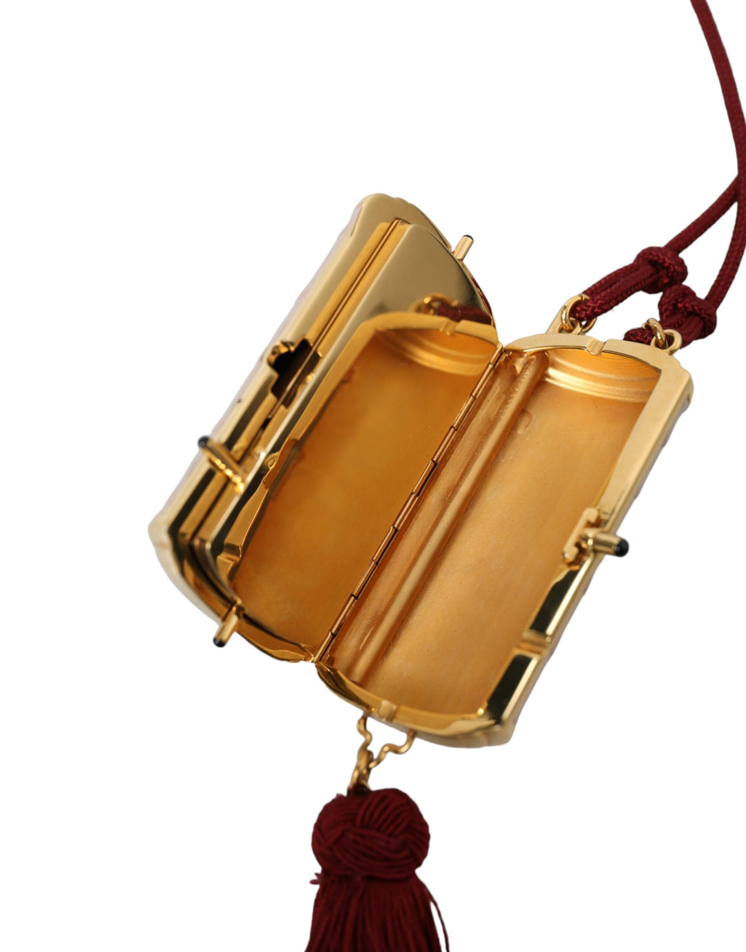 Exotic pink leather mini mirror bag with tassel