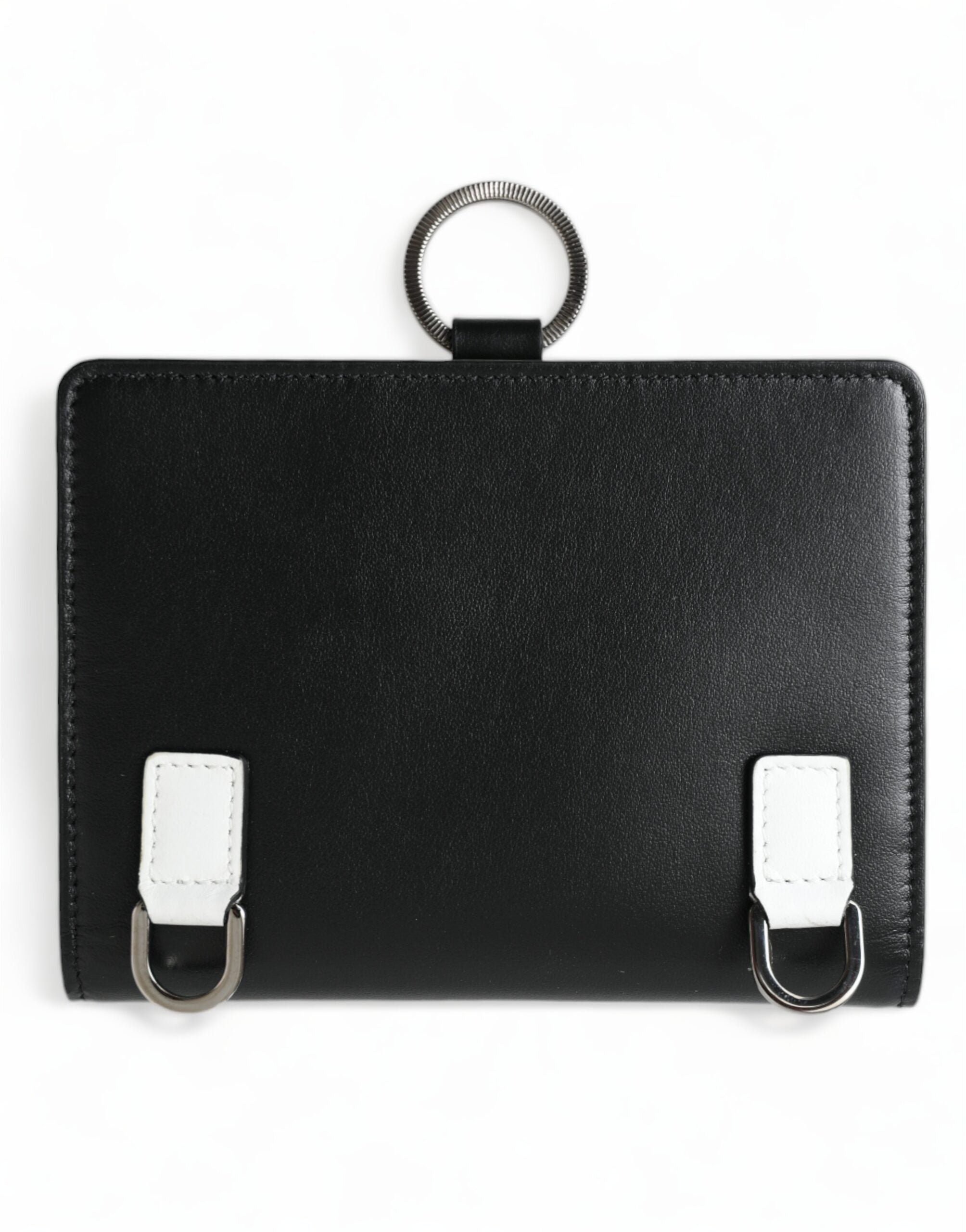 Elegant black leather crystal card holder wallet