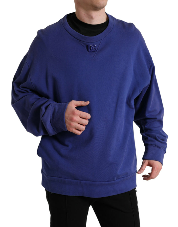 Royal blue cotton crew neck sweater