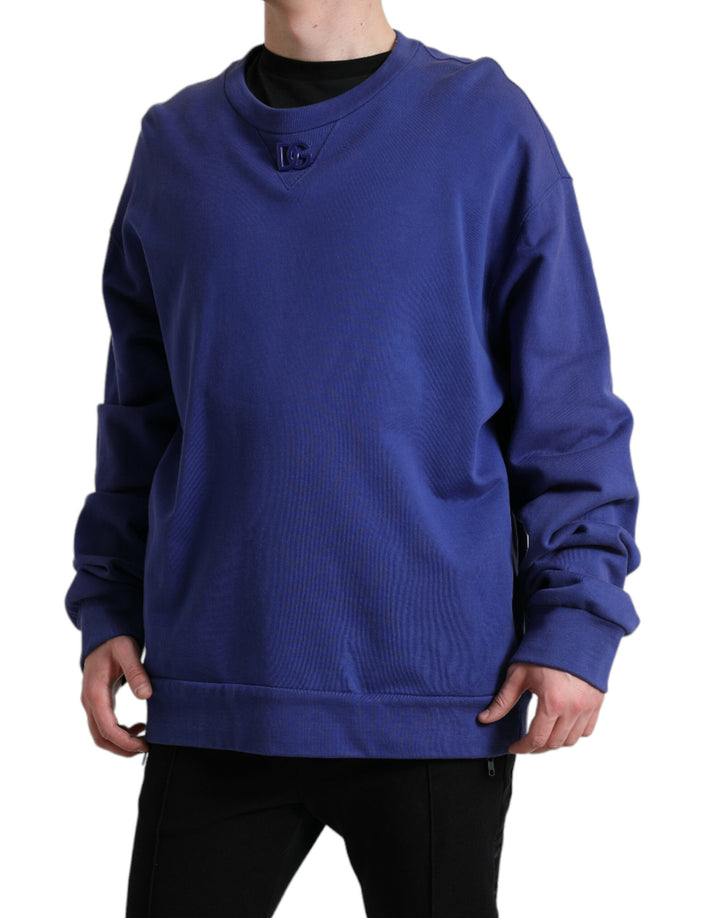 Royal blue cotton crew neck sweater