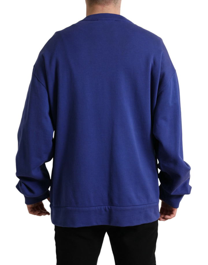 Royal blue cotton crew neck sweater