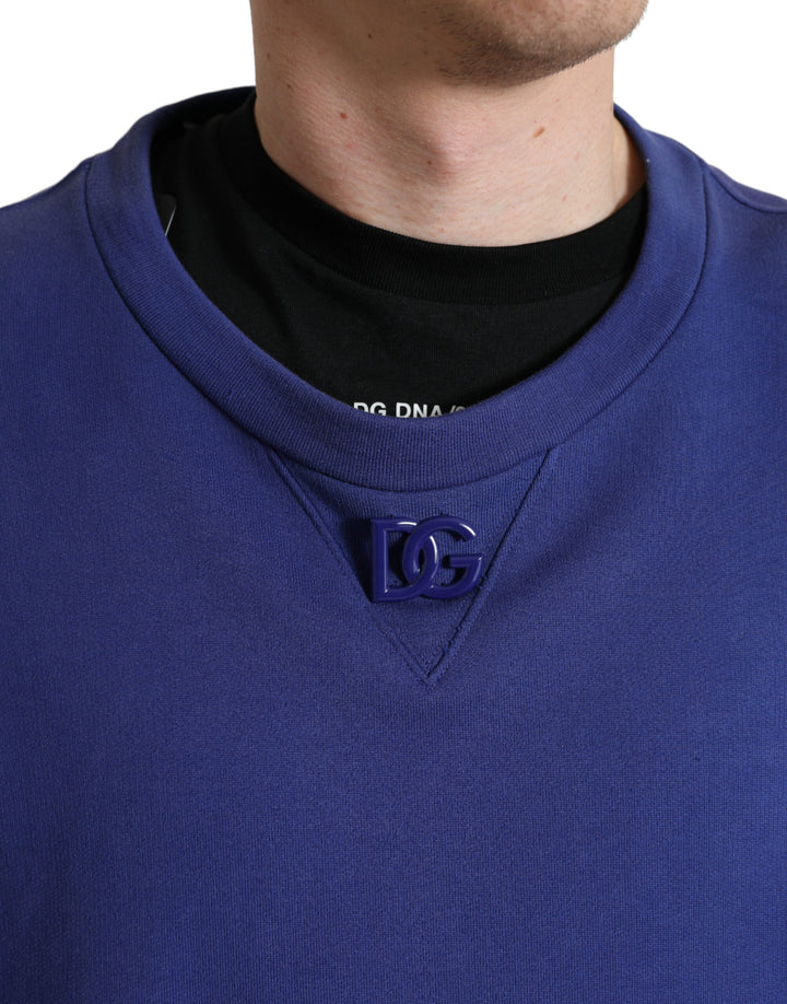 Royal blue cotton crew neck sweater