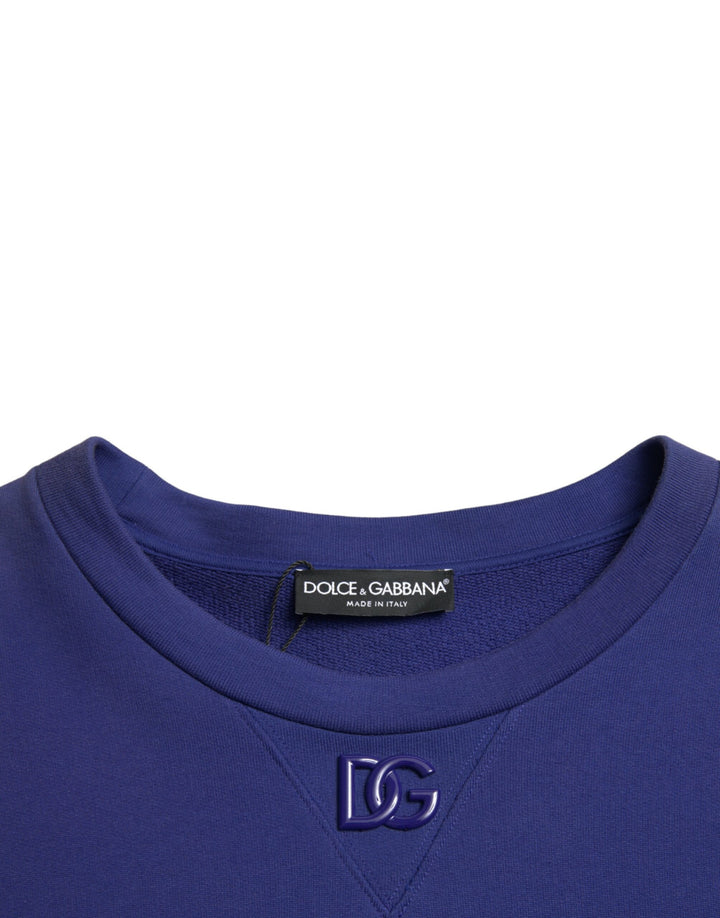 Royal blue cotton crew neck sweater