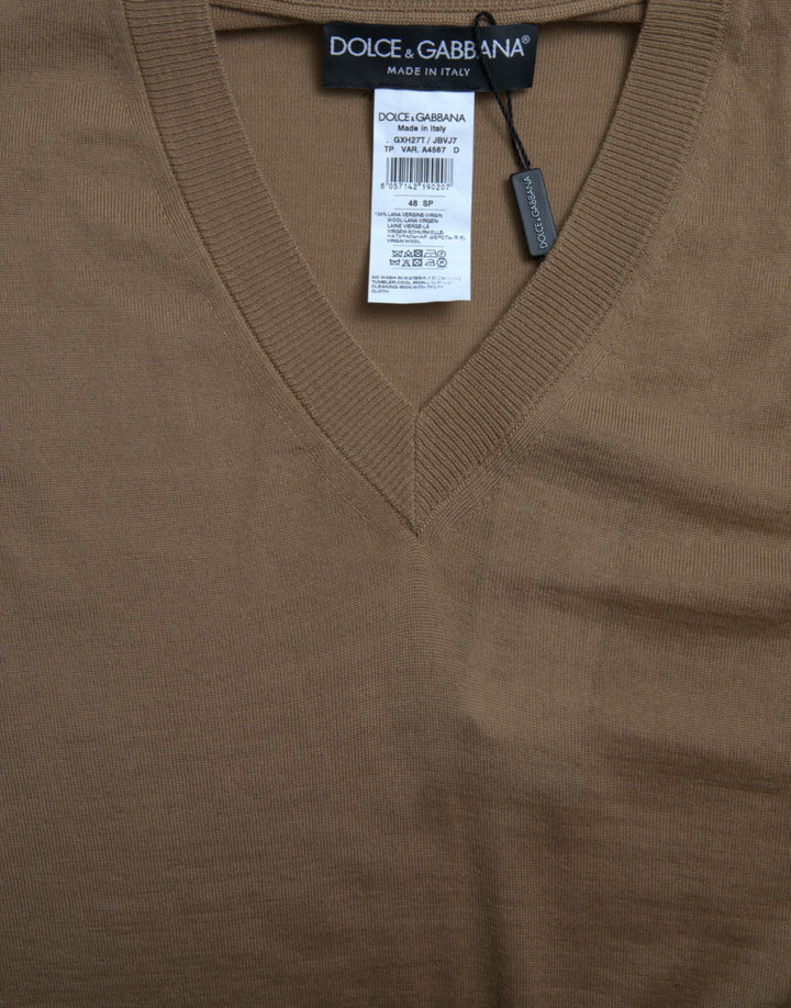 Brauner ärmelloser Pullover aus Wolle