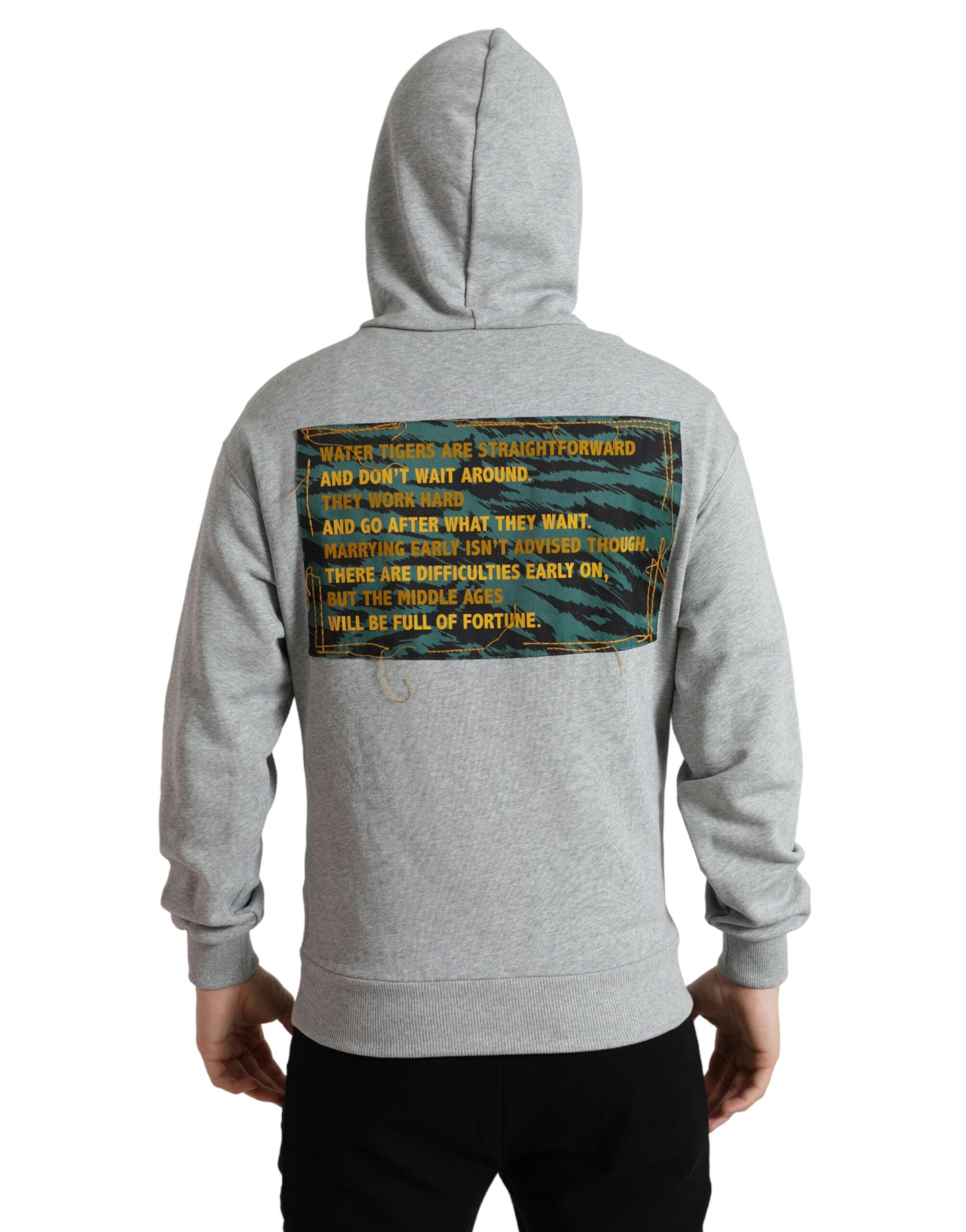 Chic grey logo cotton hoodie