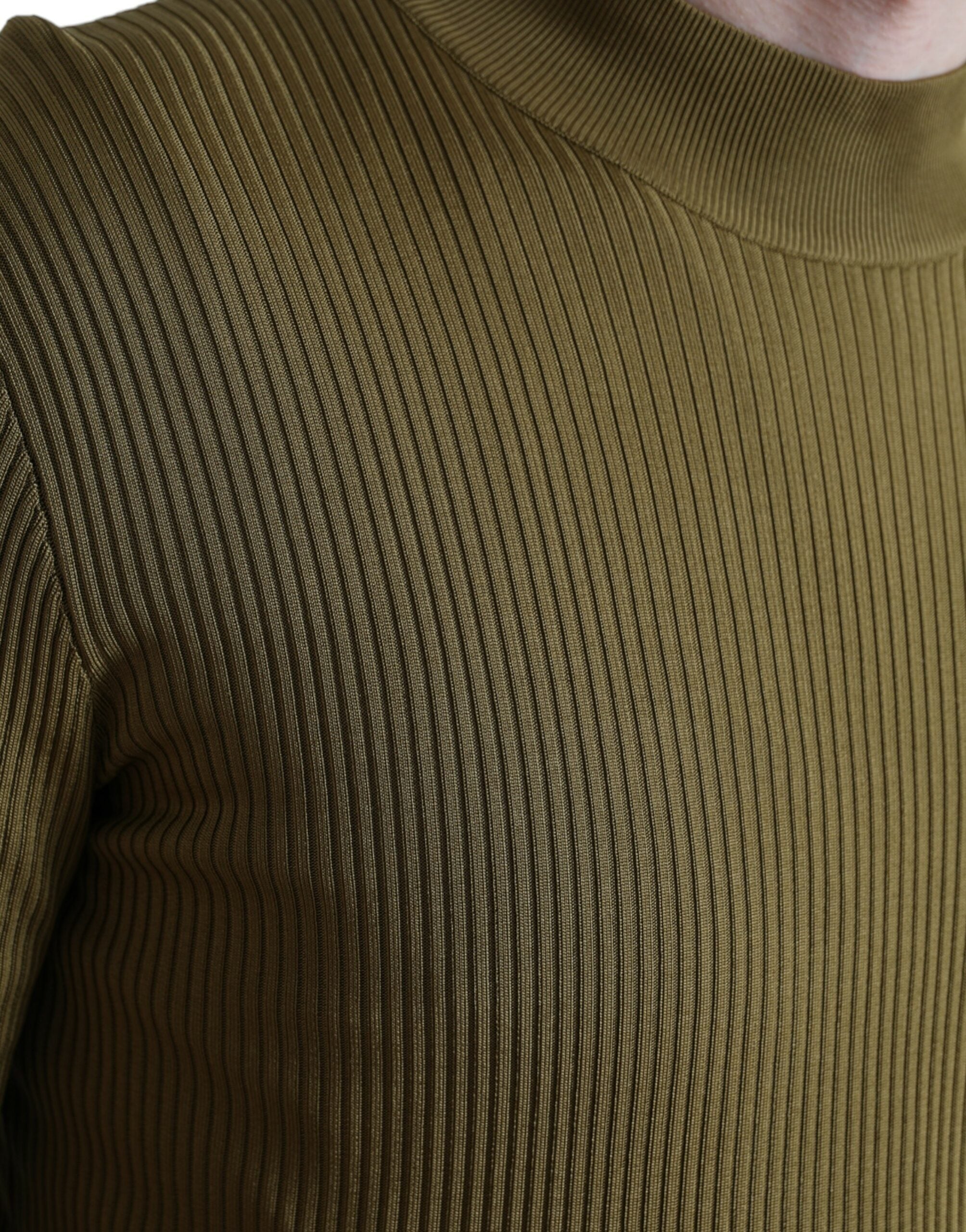Army green viscose round neck sweater
