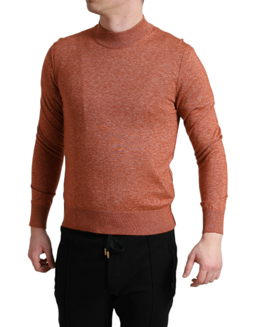 Pullover mit Rundhalsausschnitt aus Seide und Kaschmir in Orange