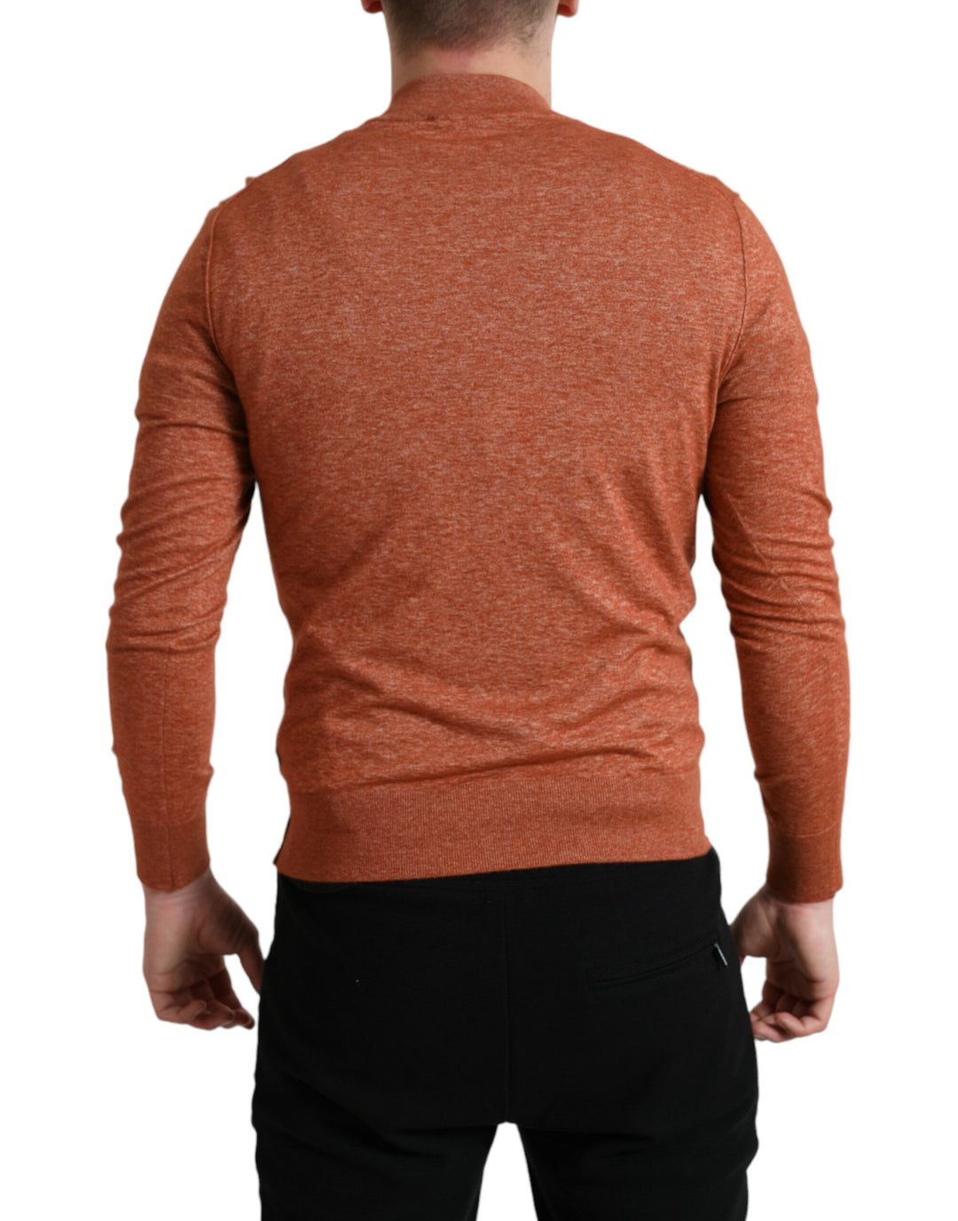 Pullover mit Rundhalsausschnitt aus Seide und Kaschmir in Orange