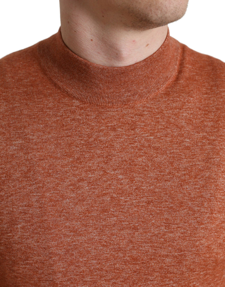 Pullover mit Rundhalsausschnitt aus Seide und Kaschmir in Orange