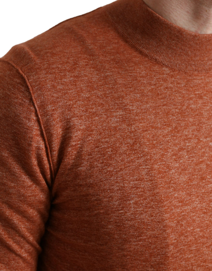 Pullover mit Rundhalsausschnitt aus Seide und Kaschmir in Orange