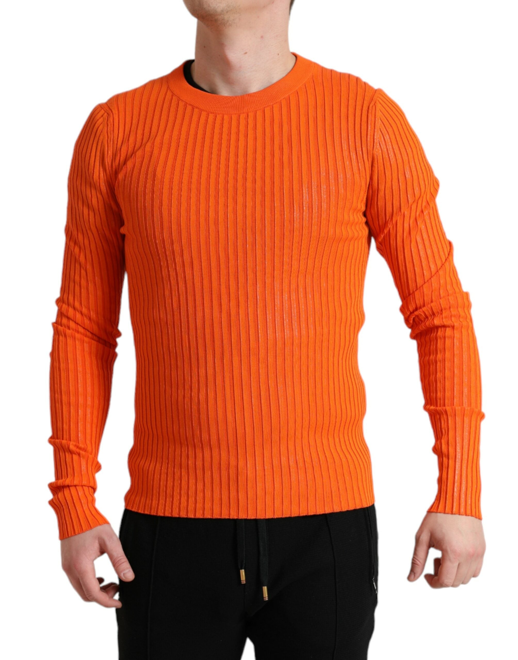 Sleek Sunset Orange Knitted Sweater