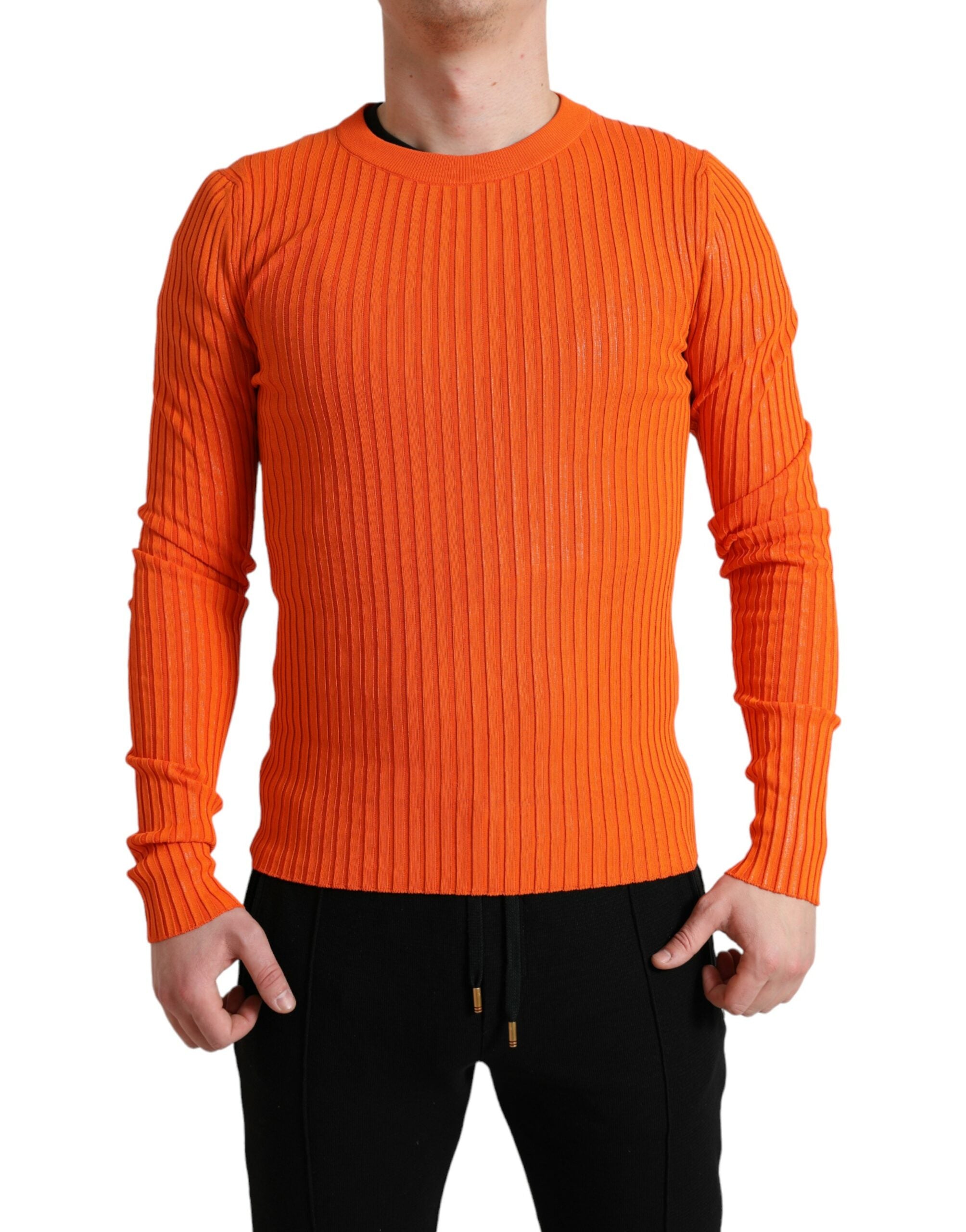 Sleek Sunset Orange Knitted Sweater