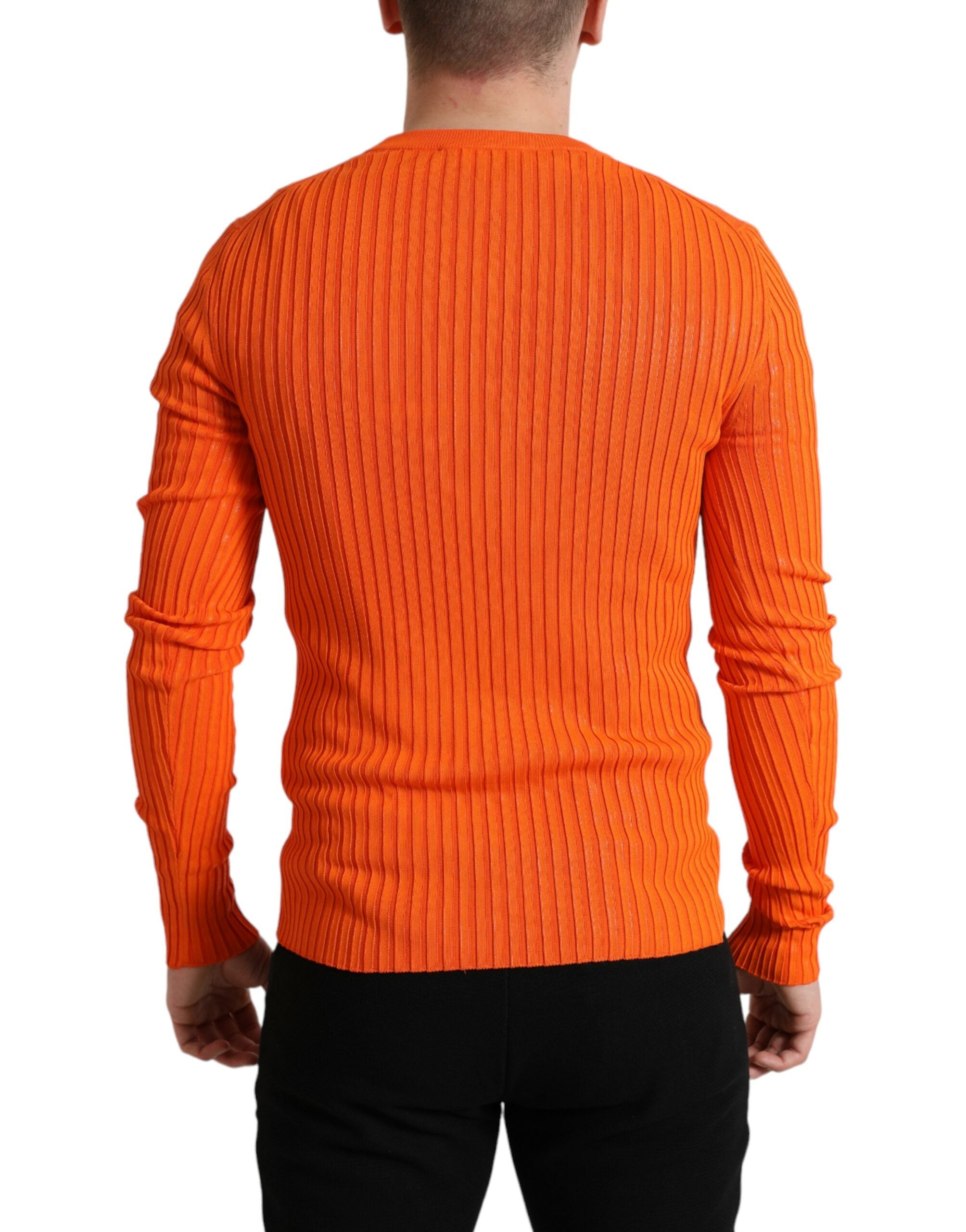 Sleek Sunset Orange Knitted Sweater