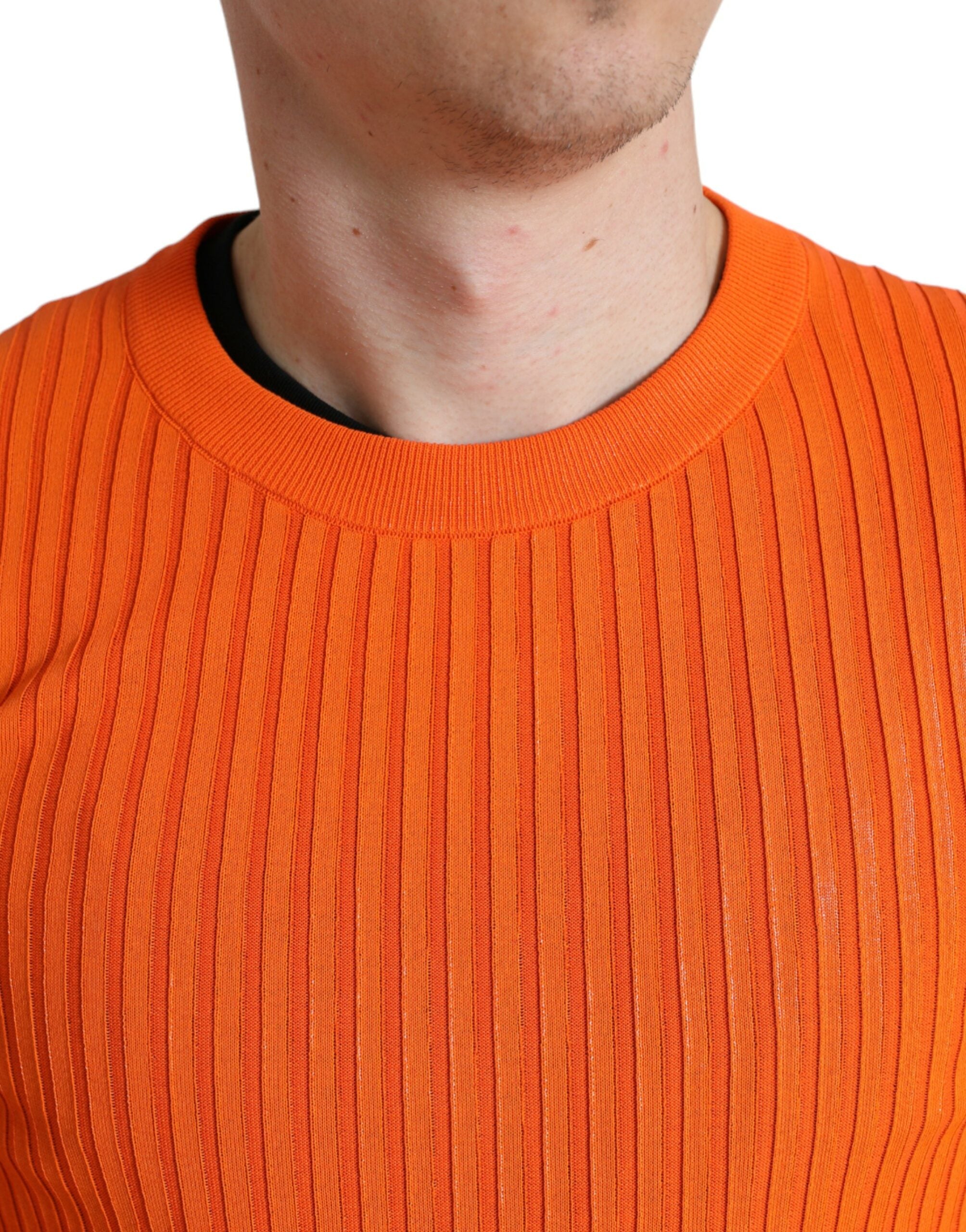 Sleek Sunset Orange Knitted Sweater
