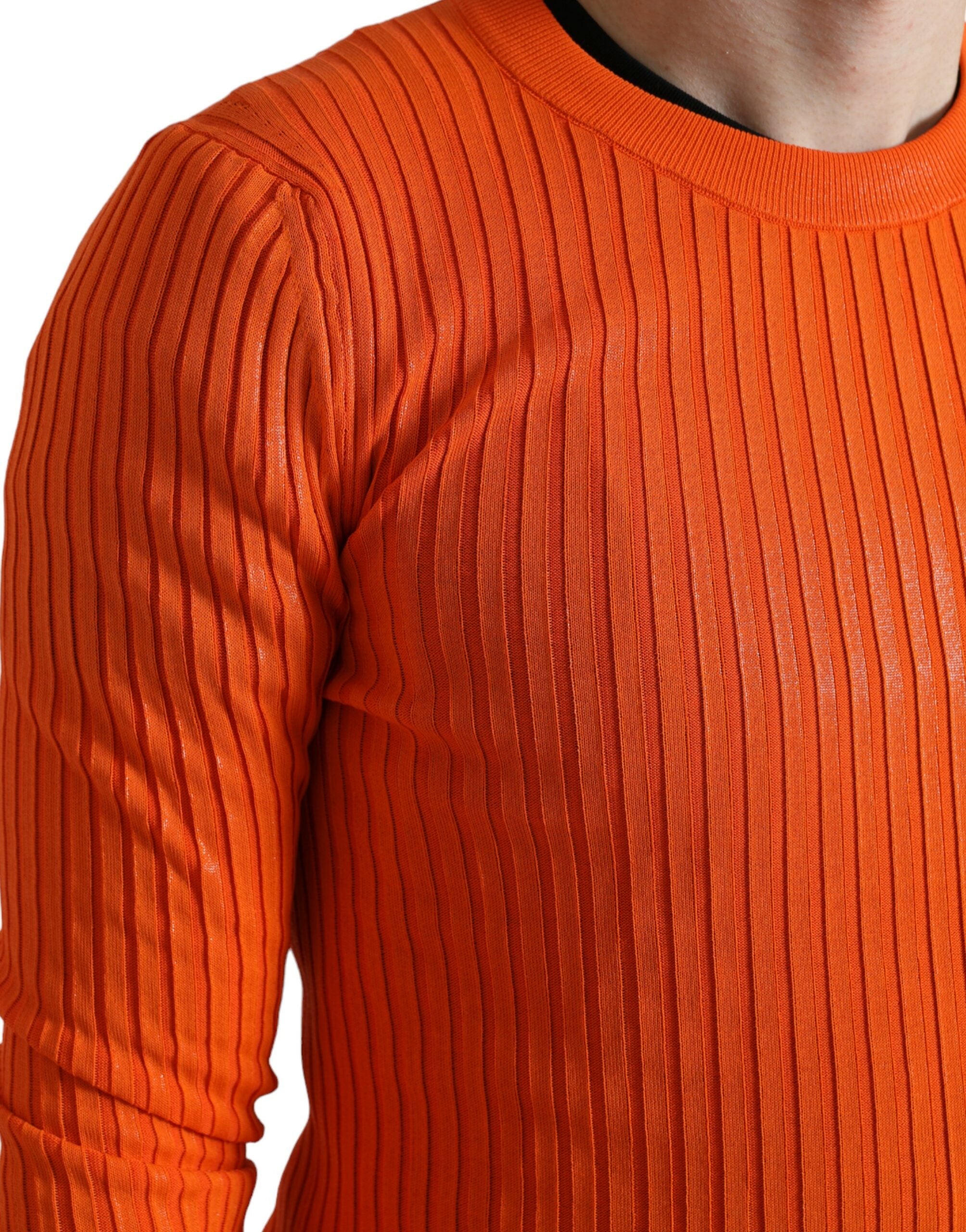 Sleek Sunset Orange Knitted Sweater