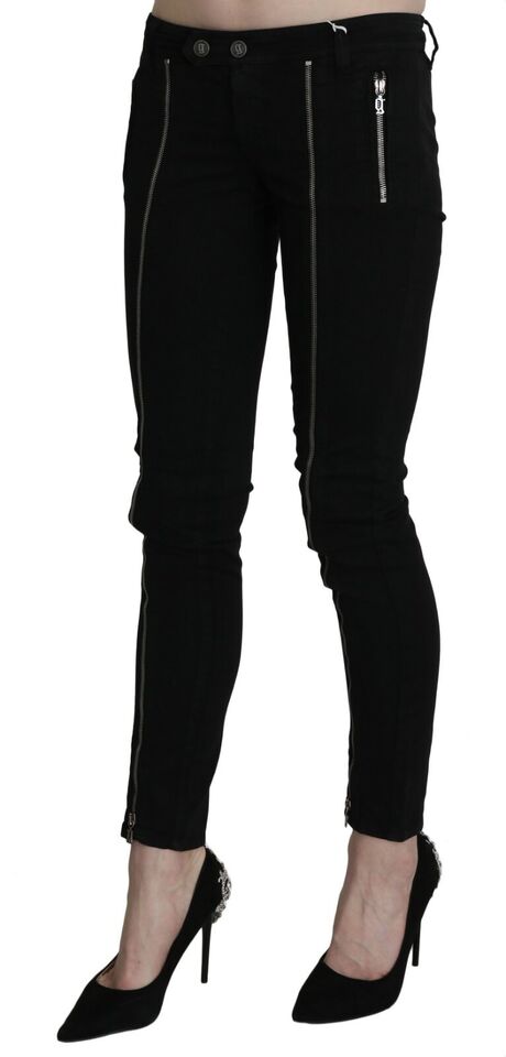 Chic black slim fit skinny jeans with low waist