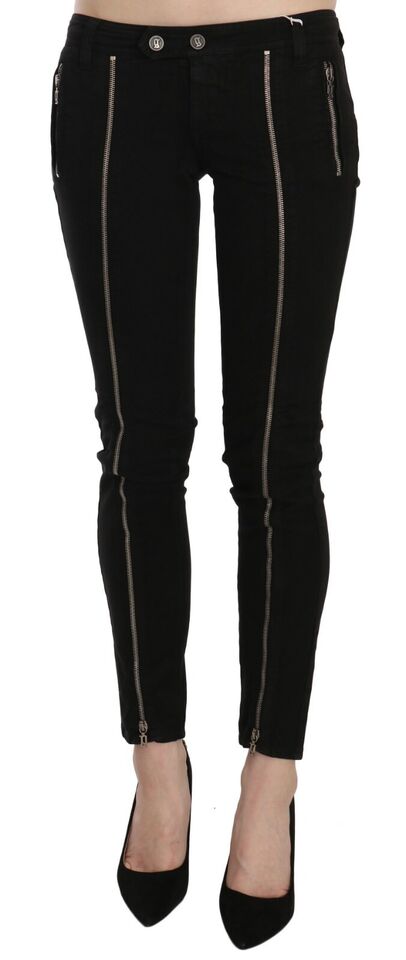 Chic black slim fit skinny jeans with low waist
