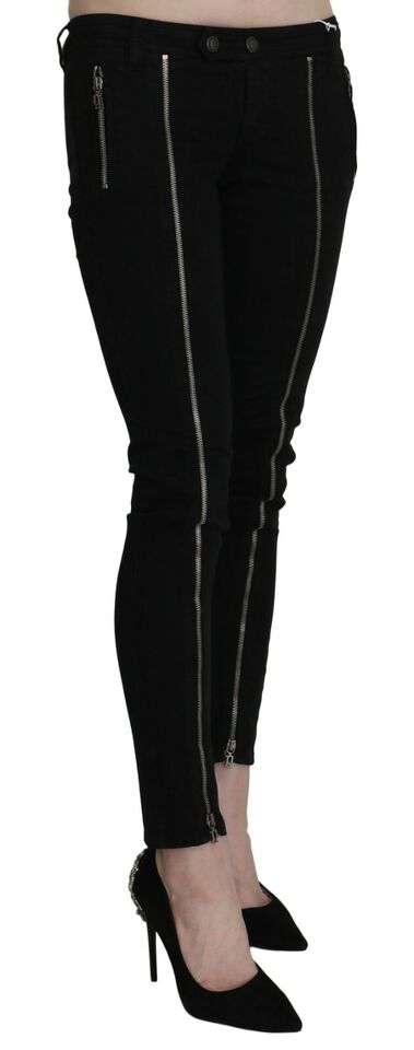 Chic black slim fit skinny jeans with low waist