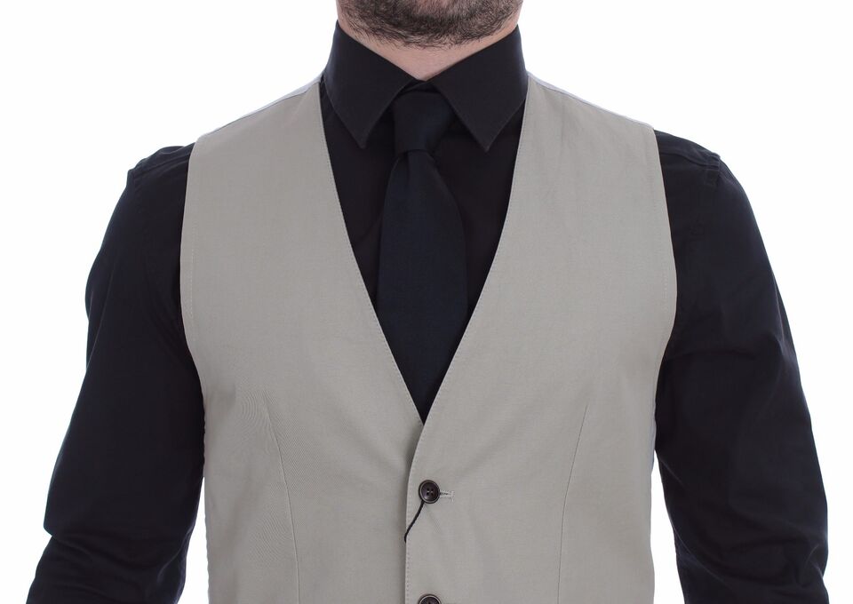 Chic beige single-breasted dress vest