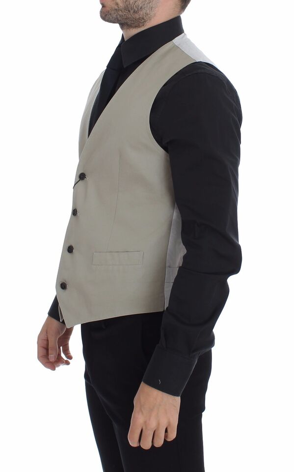 Chic beige single-breasted dress vest