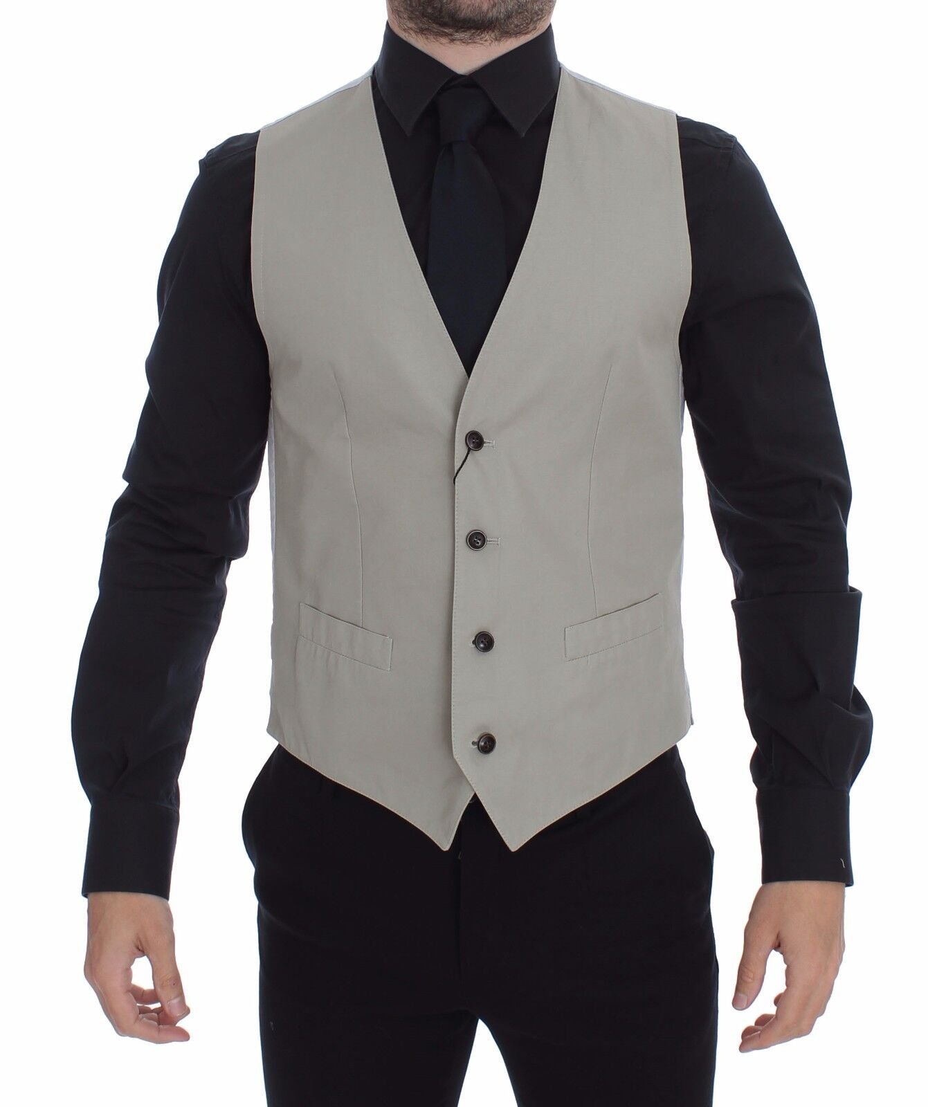 Chic beige single-breasted dress vest