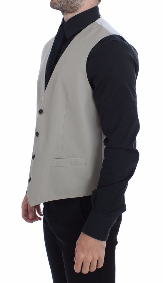 Elegant beige cotton silk dress vest