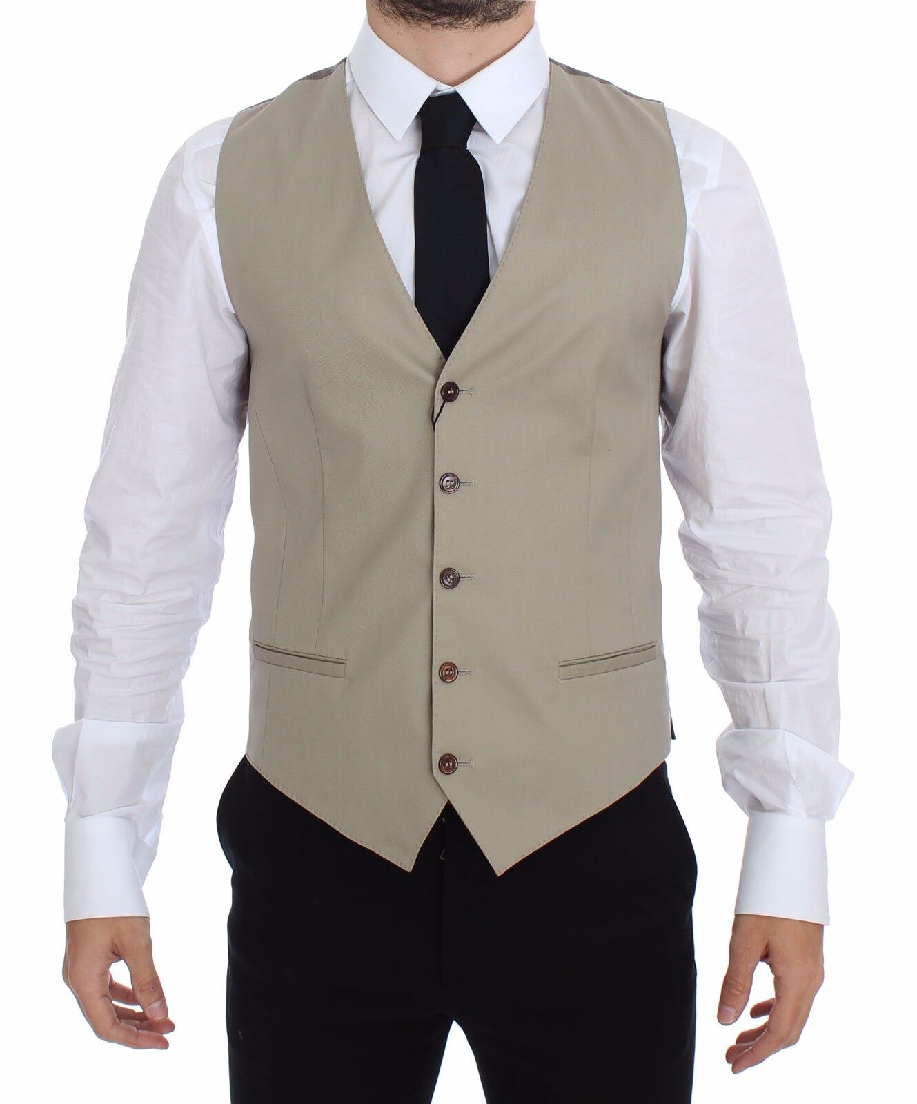 Elegant beige cotton dress vest