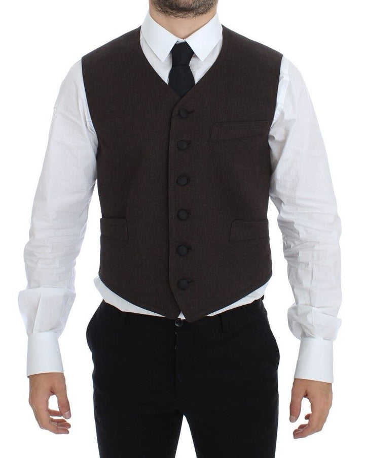 Elegantes braunes Kleid aus Baumwollmischung Weste