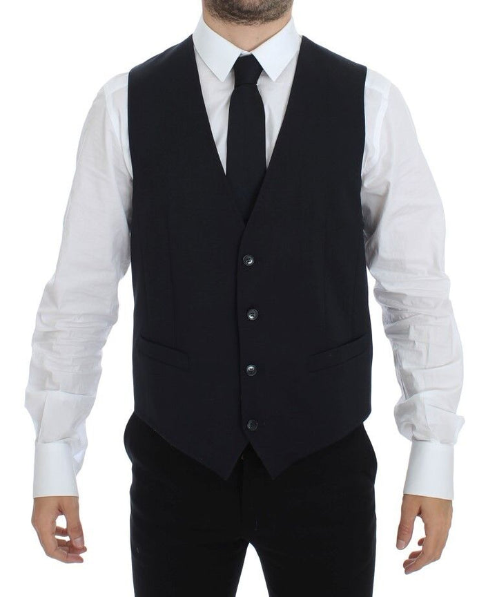 Elegantes blaues Baumwoll-Stretch-Kleid Vest