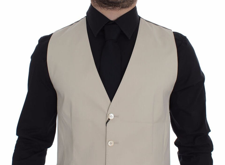 Elegantes Beige Baumwollmischung Kleid Weste