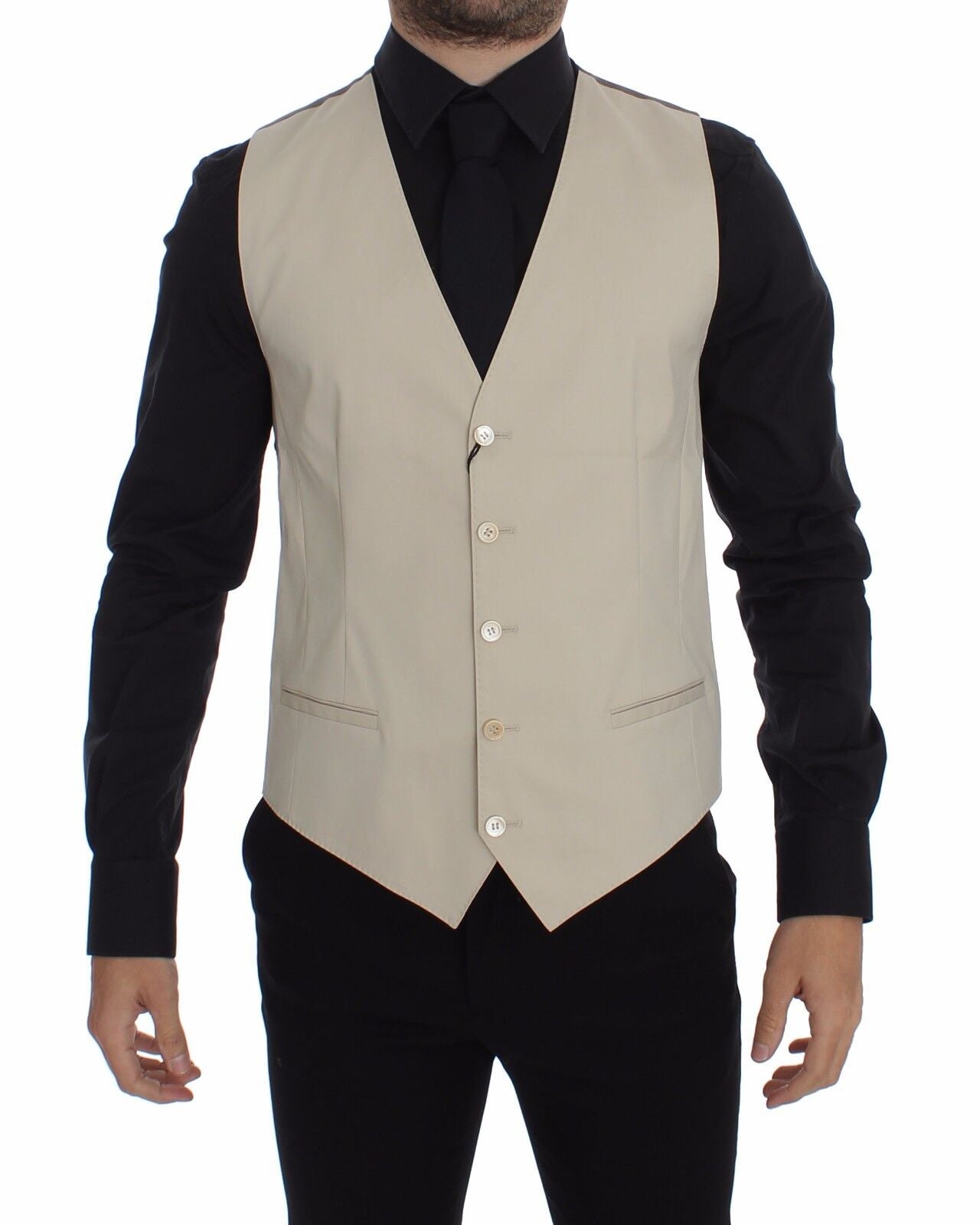 Elegant beige cotton blend dress vest