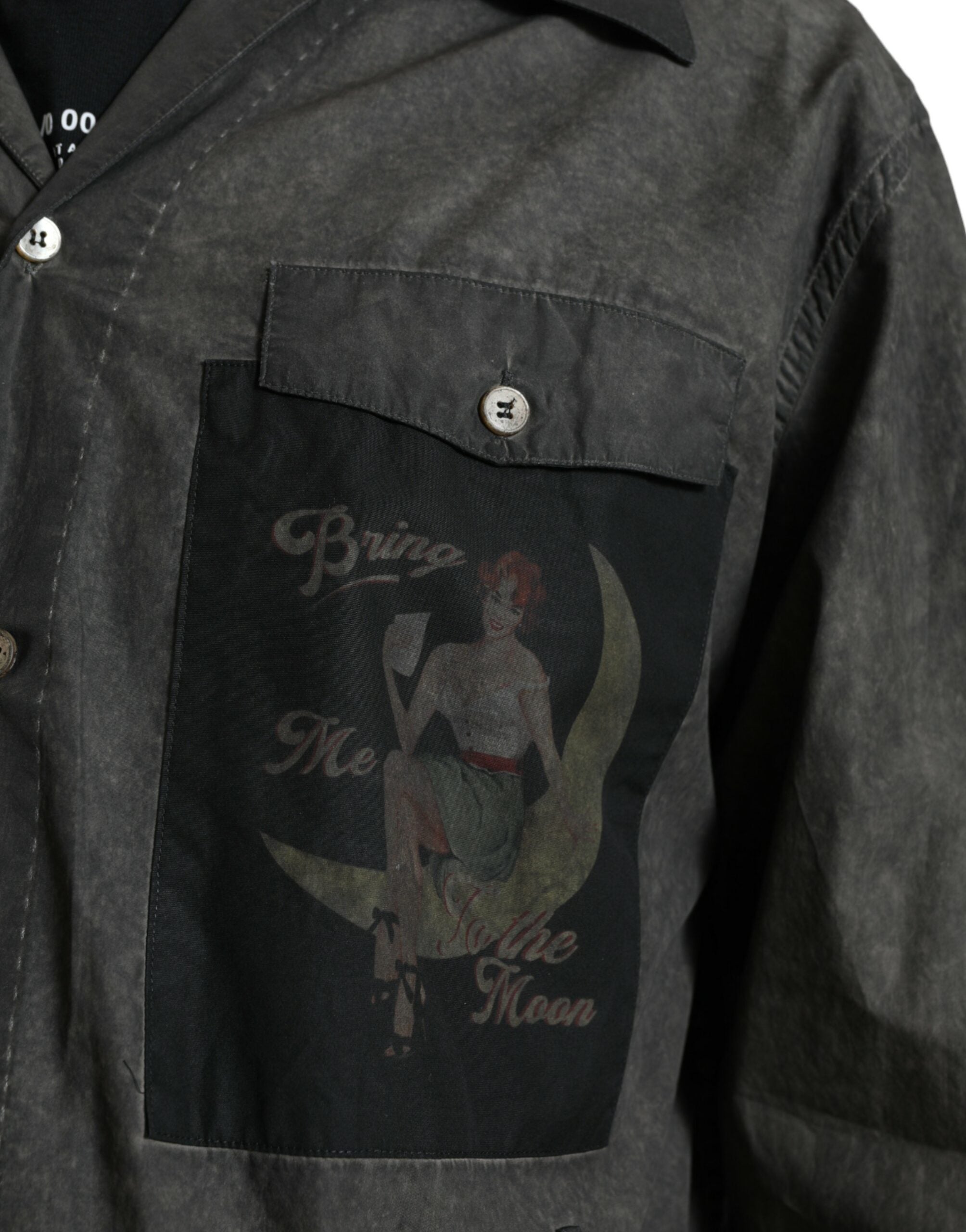 Elegant dark grey cotton shirt with button placket