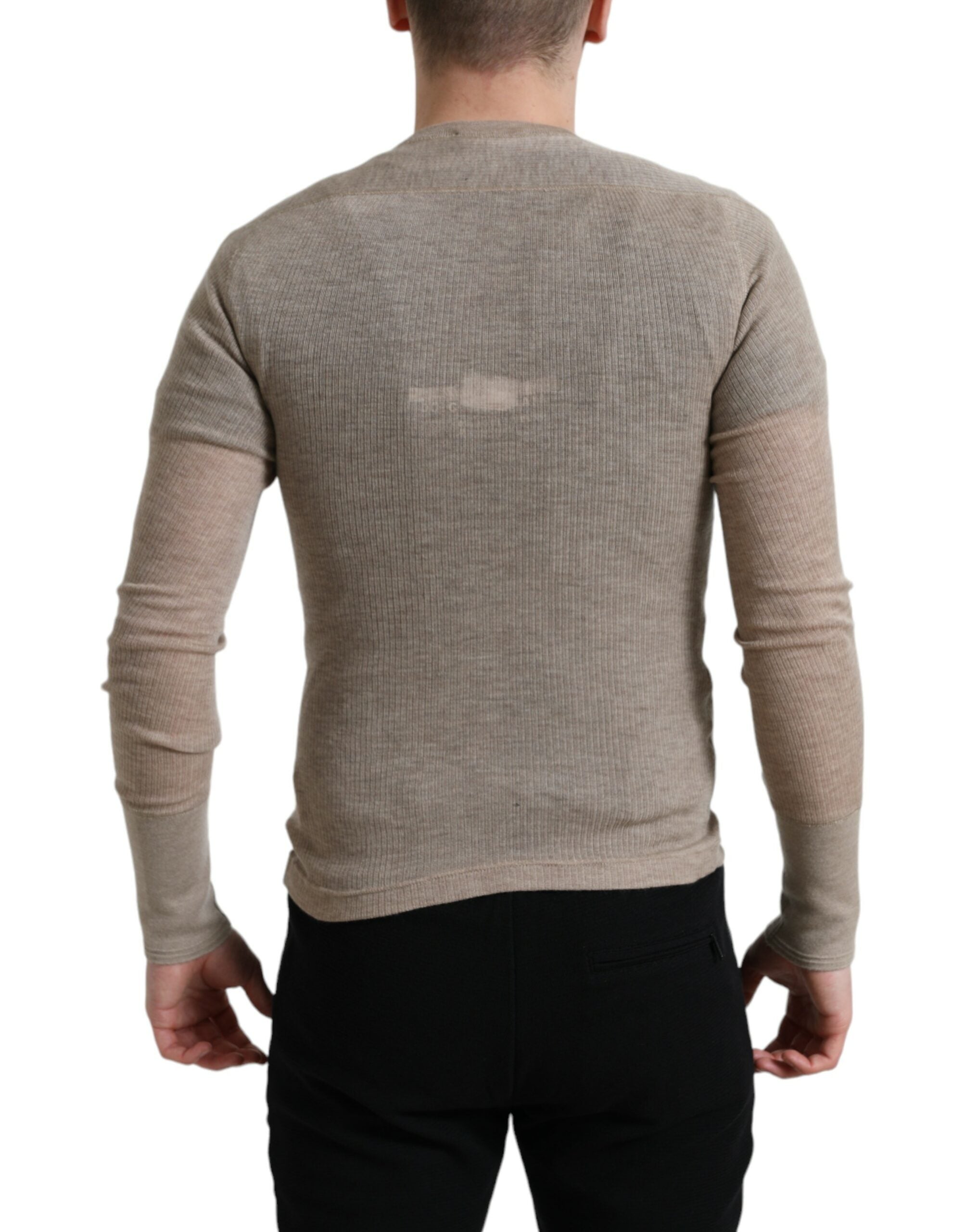 Elegant Henley cashmere sweater in beige