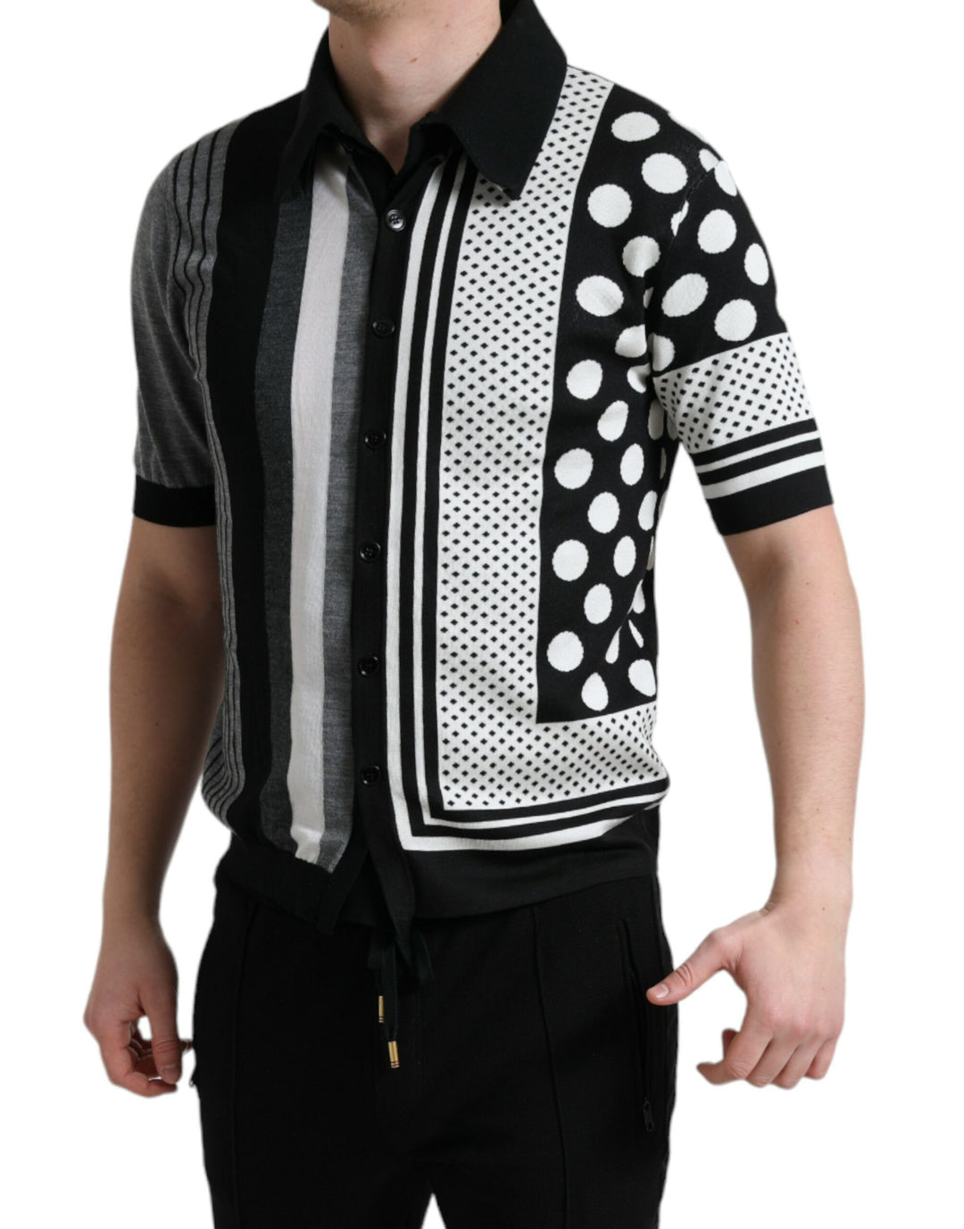 Elegant striped silk blend cardigan