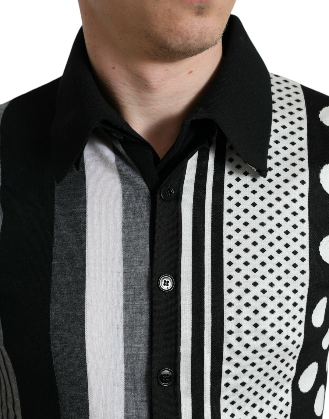 Elegant striped silk blend cardigan