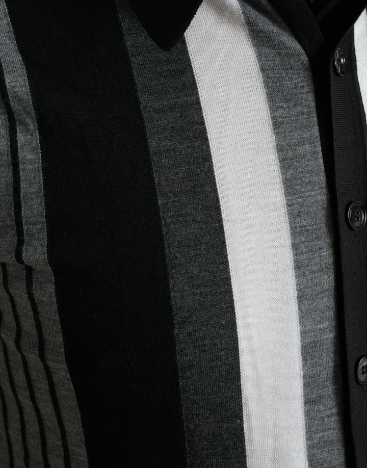 Elegant striped silk blend cardigan