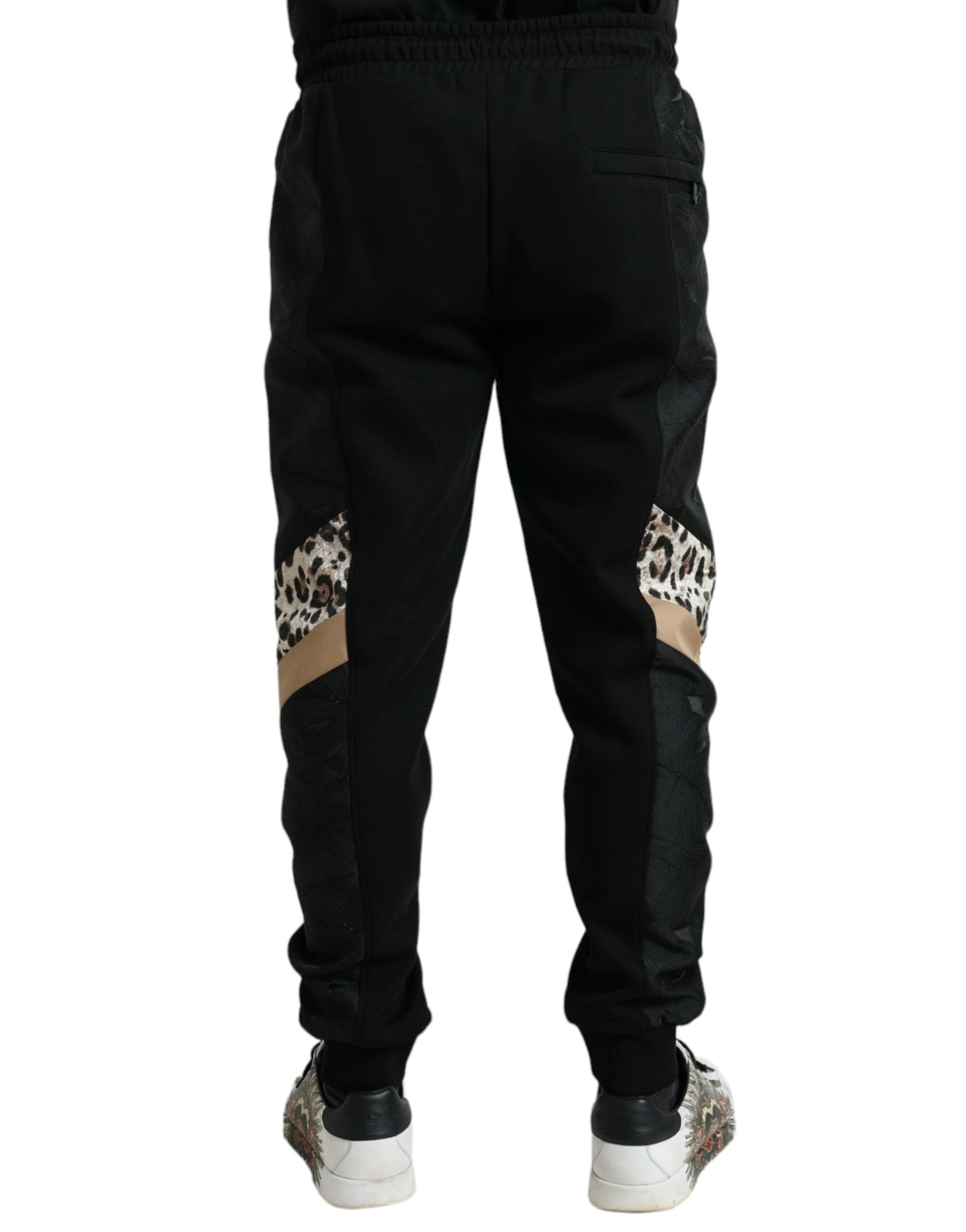 Elegant black leopard jogger pants