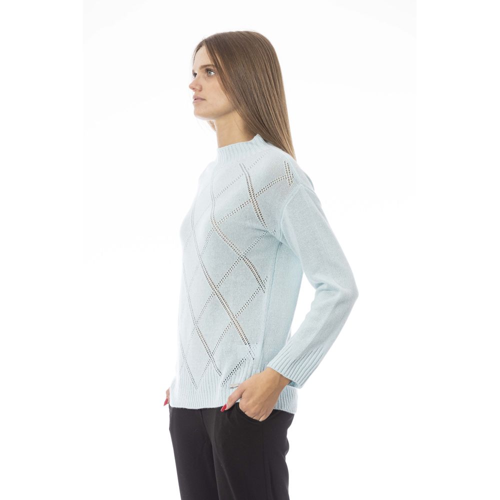 Light blue wool sweater for women