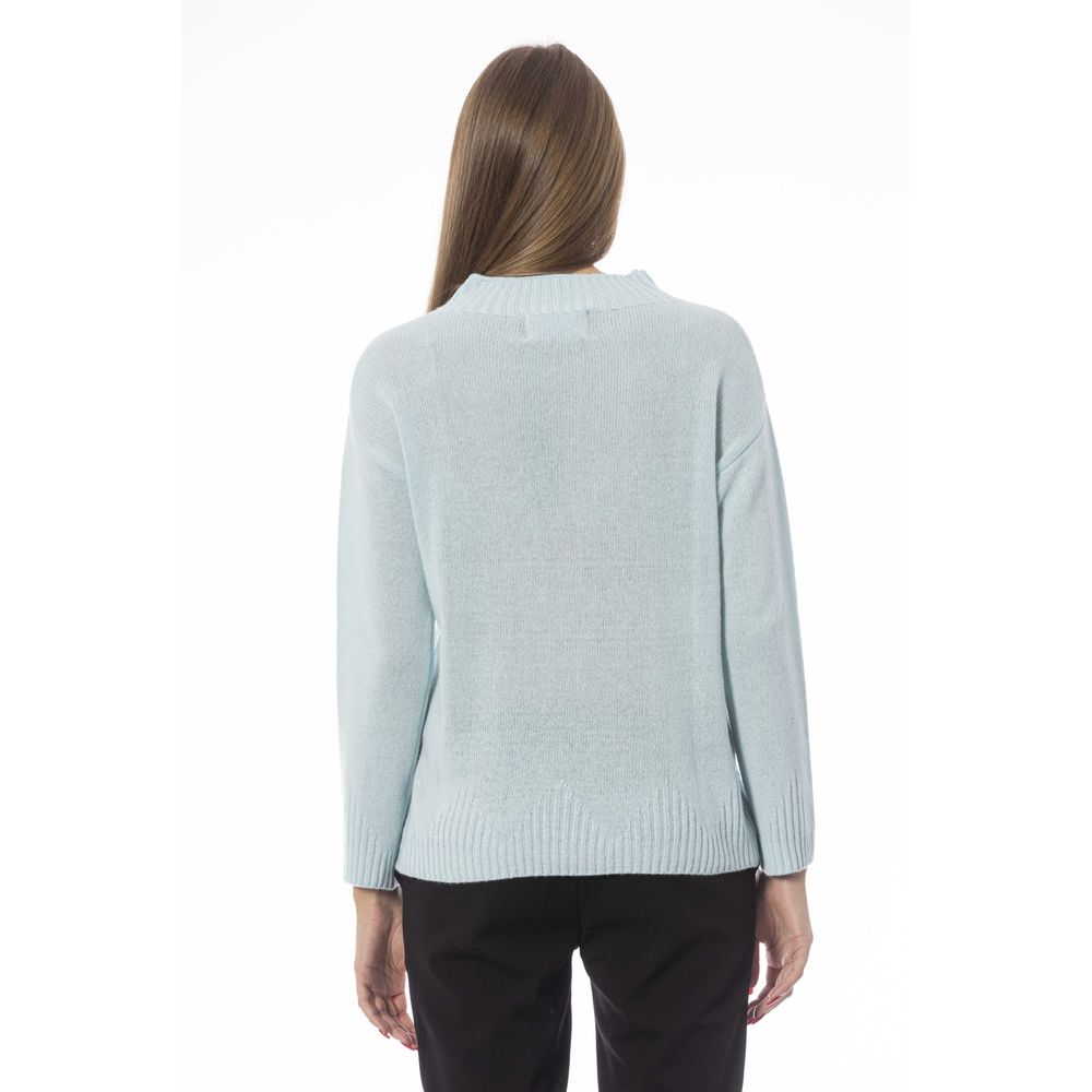 Light blue wool sweater for women