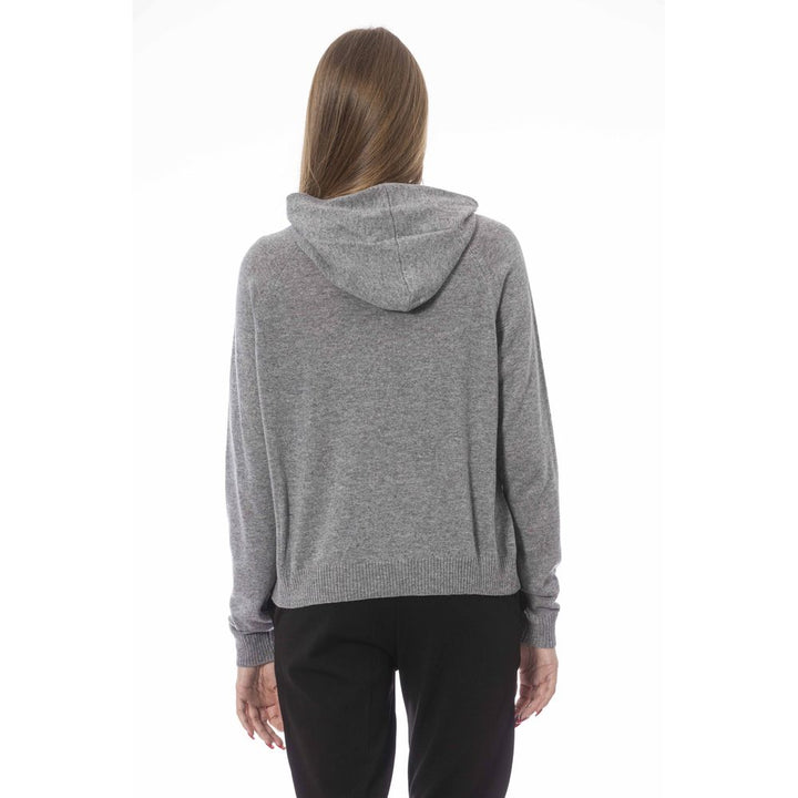 Grauer Viskose Pullover für Frauen