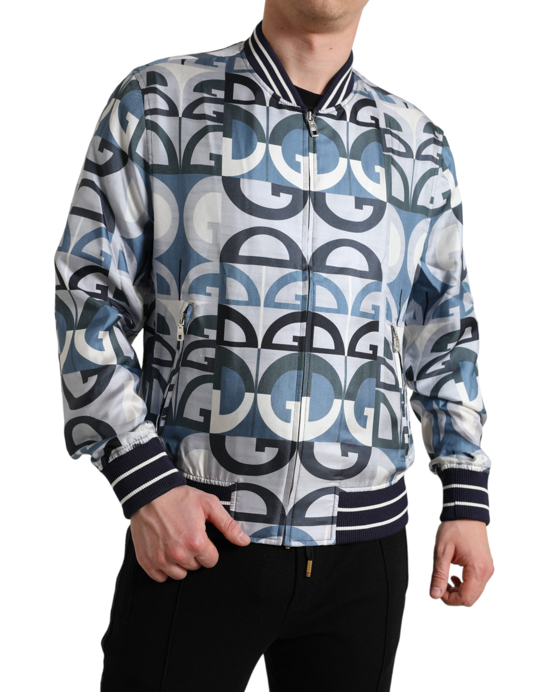 Multicolored silk bomber jacket - Classic elegance