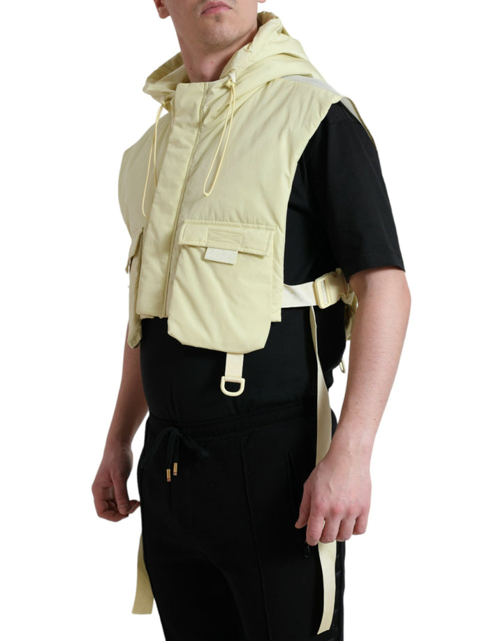 Gelbe Nylonweste mit Kapuze Sportswear Weste Jacke