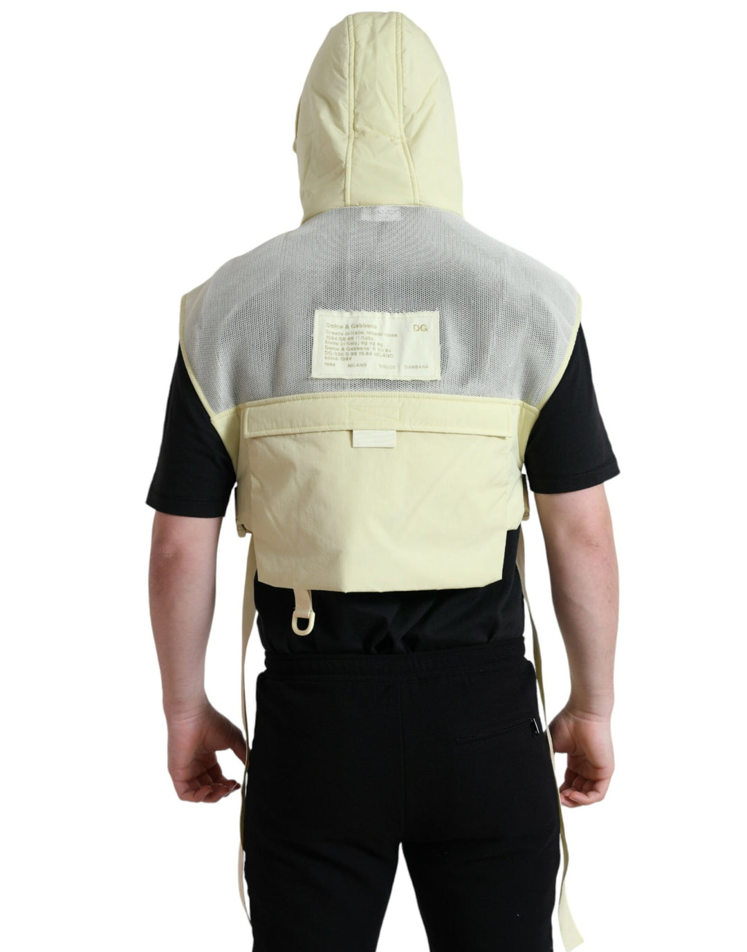 Gelbe Nylonweste mit Kapuze Sportswear Weste Jacke