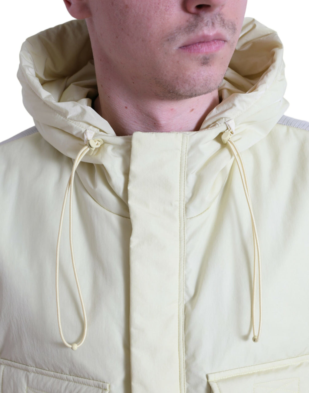 Gelbe Nylonweste mit Kapuze Sportswear Weste Jacke