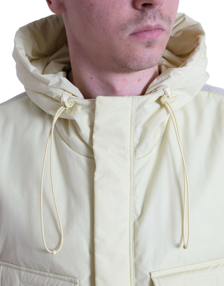 Gelbe Nylonweste mit Kapuze Sportswear Weste Jacke